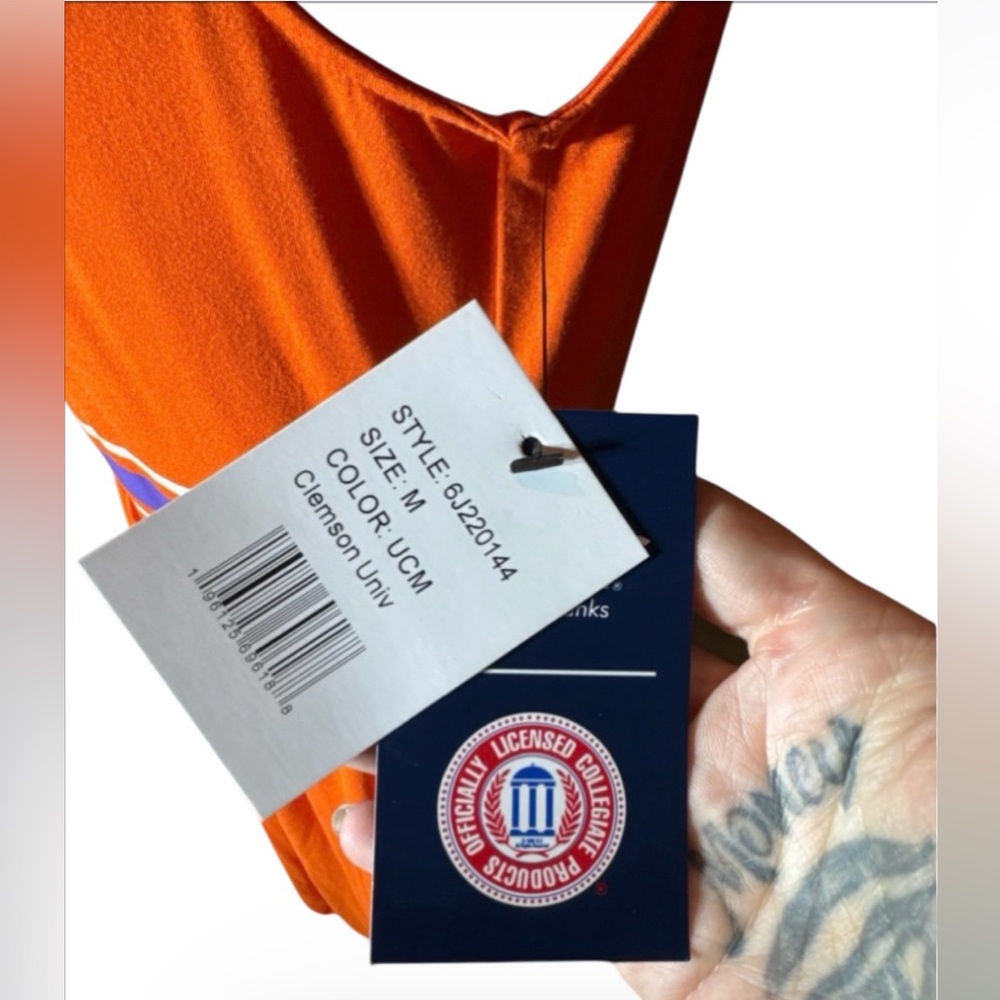 BNWT G-III 4Her Carl Banks Orange Clemson Tigers Training V-Neck Maxi Dress Med - Picture 3 of 3